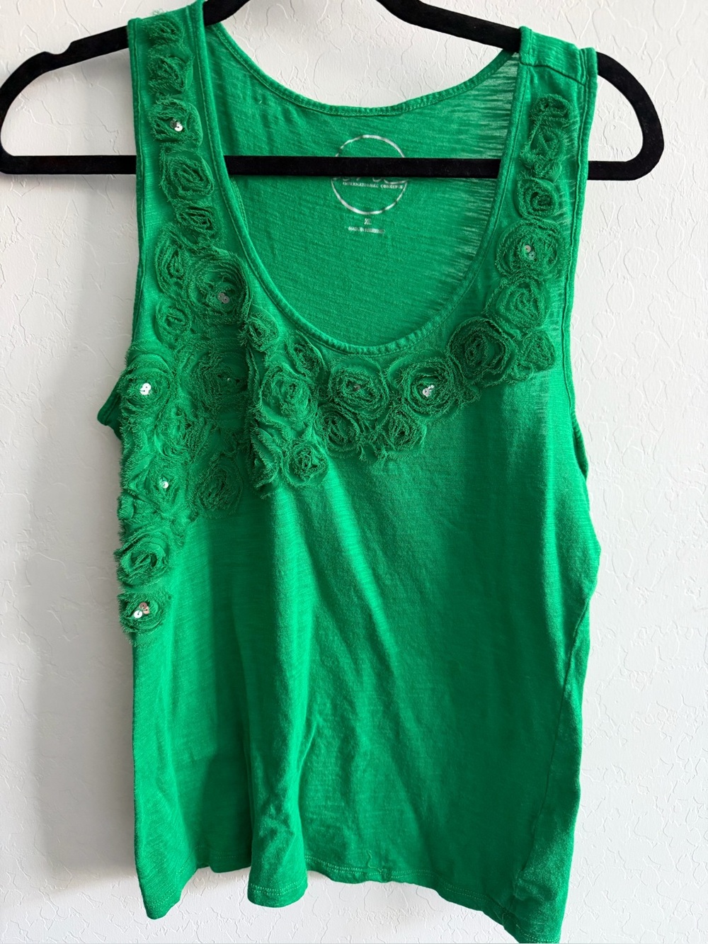 INC Ladies Green Floral Appliqué Tank Top -
